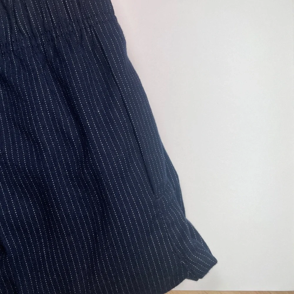 Gap Womens Navy Blue‎ Pinstripe Elastic Waist Tapered Trousers Size 4 Pants